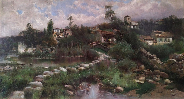 Antonio Gomar Y Gomar Landschaft in Andalusien Ölgemälde auf Leinwand 19