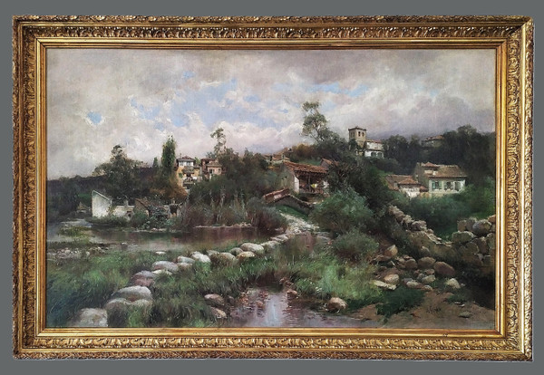 Antonio Gomar Y Gomar Landschaft in Andalusien Ölgemälde auf Leinwand 19
