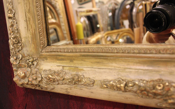 40 X 49 Cm Paire De Miroirs Rectangle Restauration, Patine Et Feuille d'Or