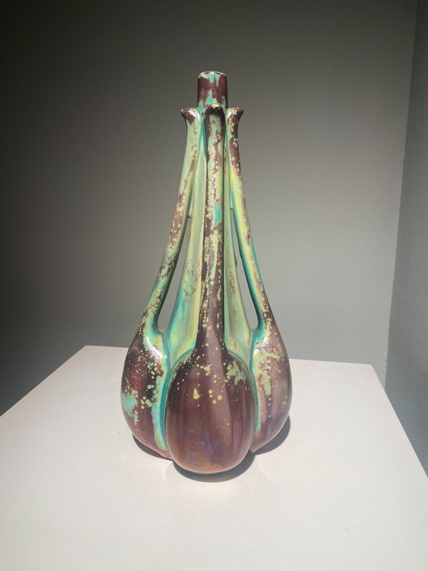 Ernest Bussière, Vase Fenouil, Art Nouveau Céramique