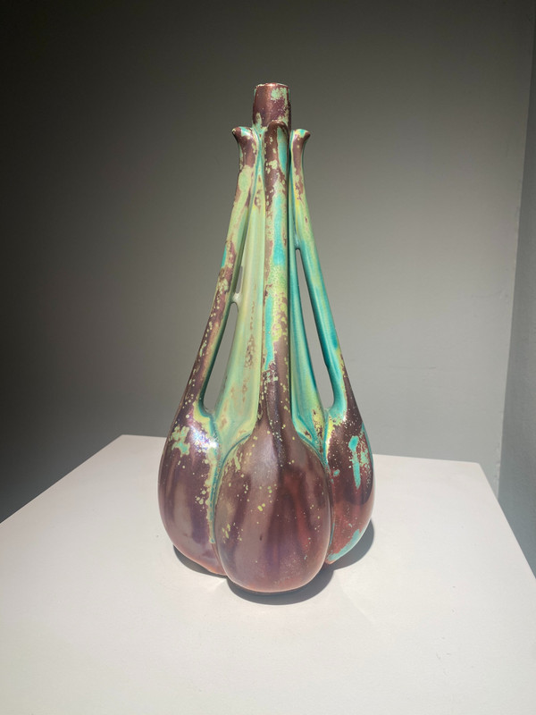 Ernest Bussière, Vase Fenouil, Art Nouveau Céramique