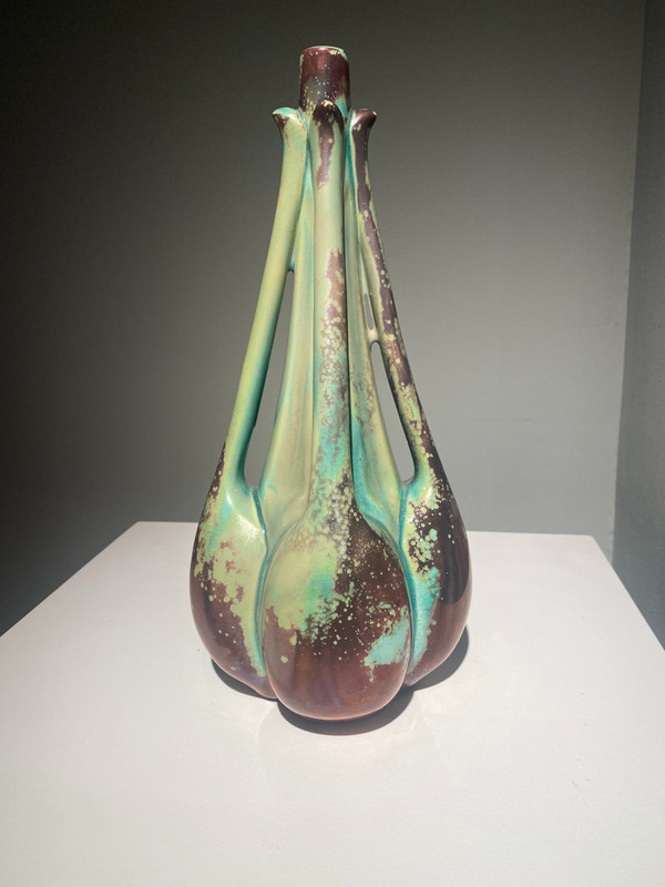 Ernest Bussière, Vase Fenouil, Art Nouveau Céramique
