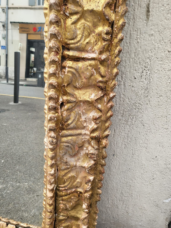 Miroir Mexicain En Bois Sculpté Doré, XVII/XVIIIème Siècle