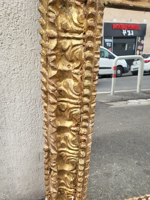Miroir Mexicain En Bois Sculpté Doré, XVII/XVIIIème Siècle