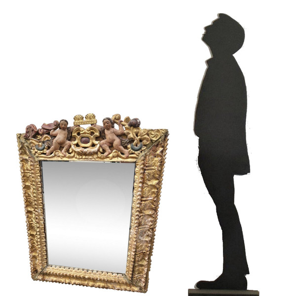 Miroir Mexicain En Bois Sculpté Doré, XVII/XVIIIème Siècle