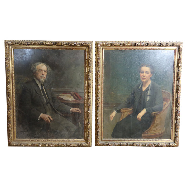 Pair of large portraits by Tony Tollet (1857-1953)
