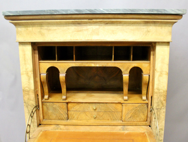 Secrétaire Charles X En Ronce De Noyer 