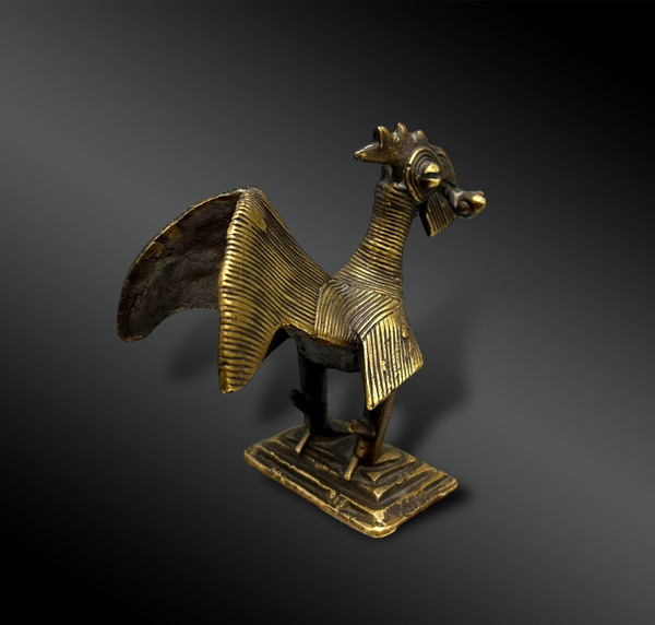 PESO per pesare POLVERE D'ORO raffigurante un POLLO - Cultura Akan, Ghana - XIX secolo 