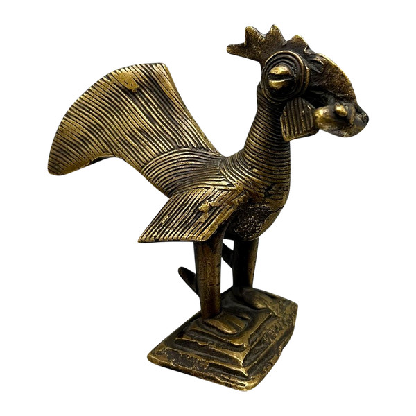 PESO per pesare POLVERE D'ORO raffigurante un POLLO - Cultura Akan, Ghana - XIX secolo 
