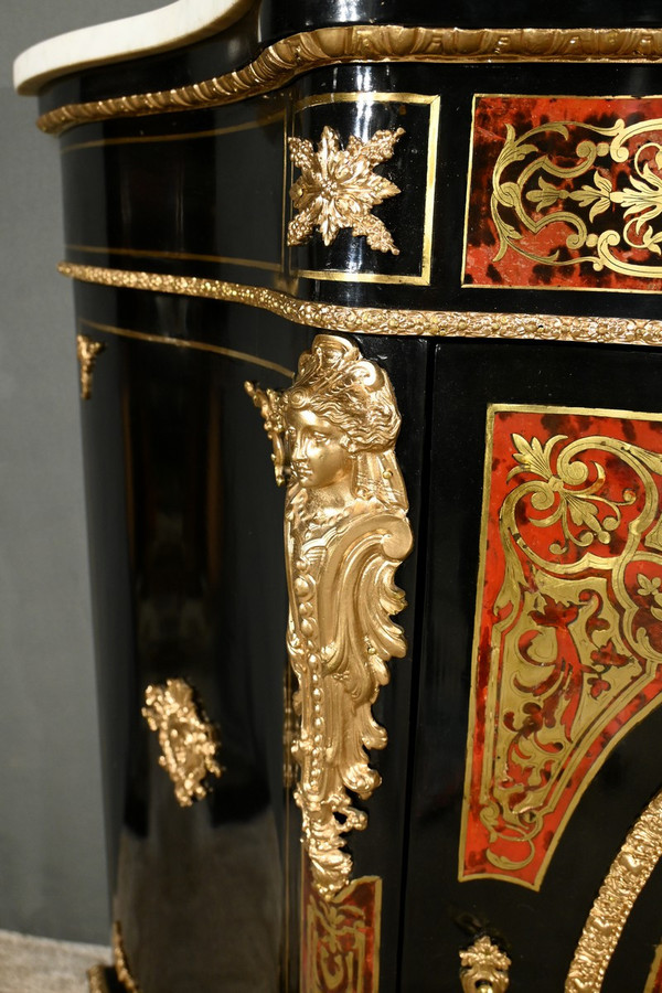 Boulle Buffet in Blackened Pear Wood, Napoleon II Period – Mid-19th Century