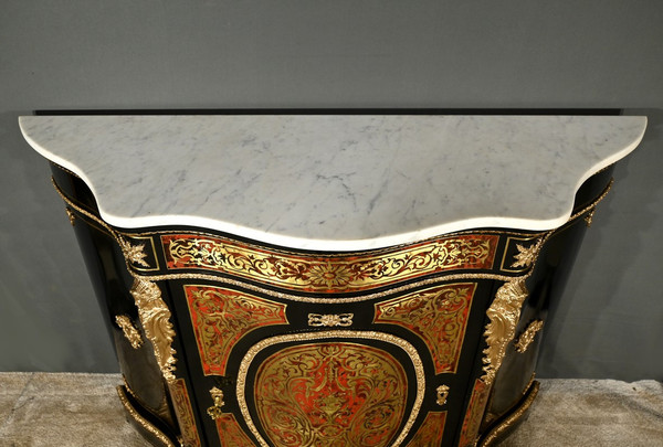 Boulle Buffet in Blackened Pear Wood, Napoleon II Period – Mid-19th Century