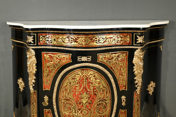 Boulle Buffet in Blackened Pear Wood, Napoleon II Period – Mid-19th Century