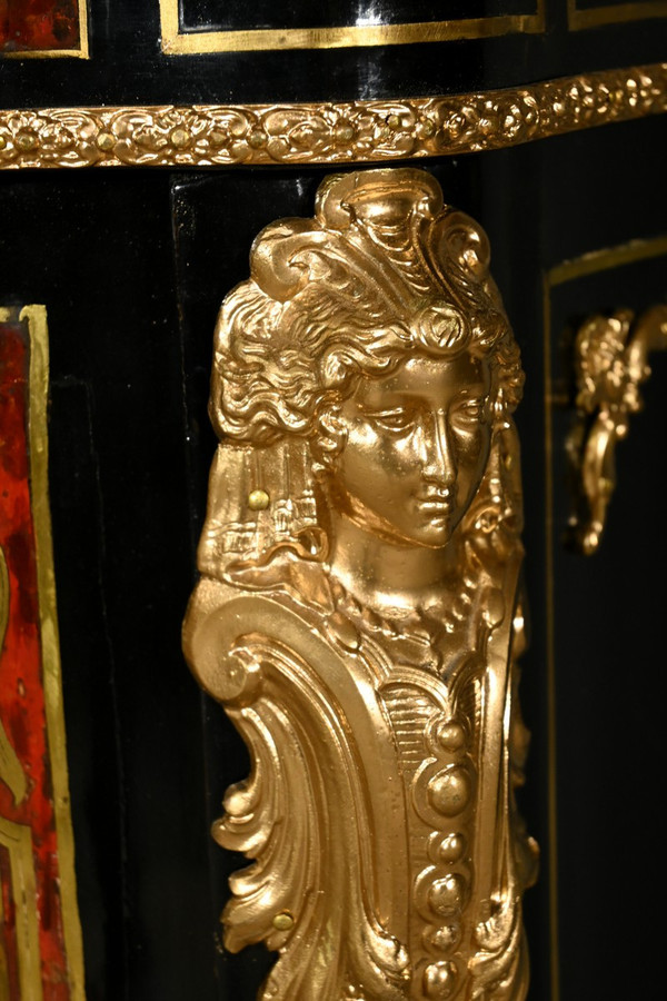 Boulle Buffet in Blackened Pear Wood, Napoleon II Period – Mid-19th Century