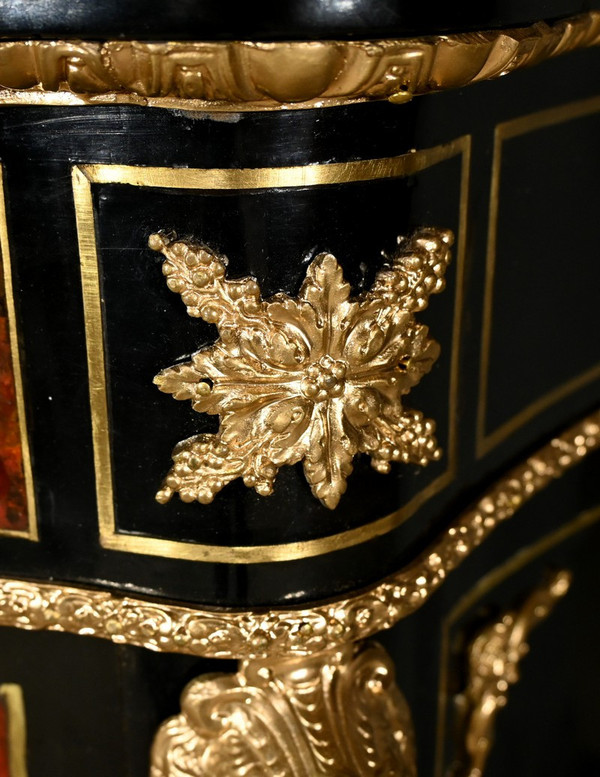 Boulle Buffet in Blackened Pear Wood, Napoleon II Period – Mid-19th Century