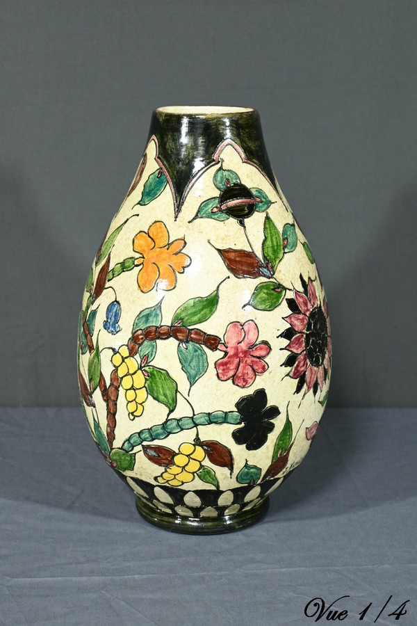 Polychrome Earthenware Vase, signed J.Massier, Vallauris – Early 20th Century