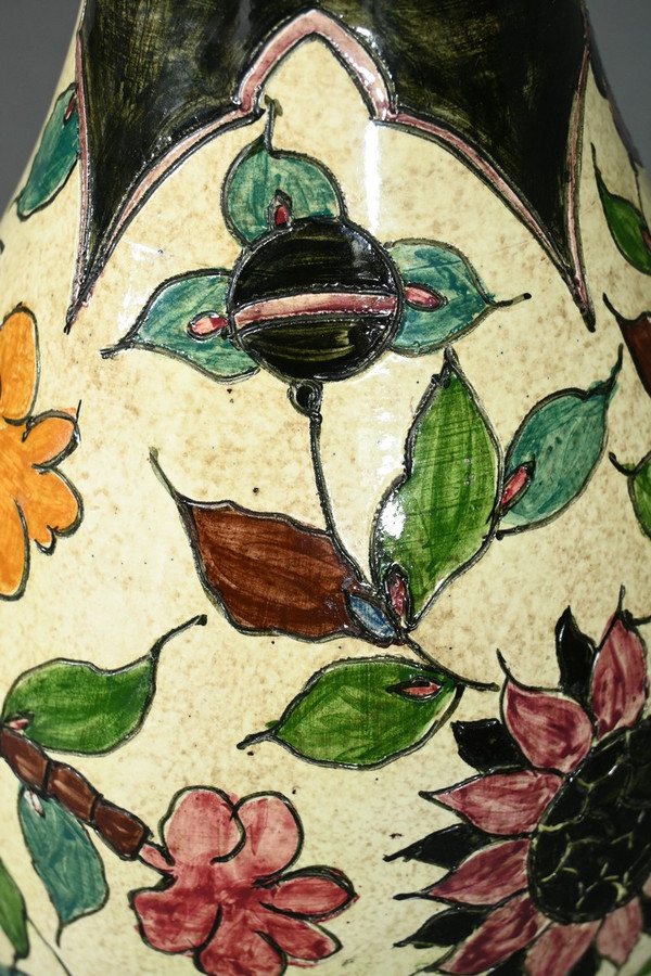 Polychrome Earthenware Vase, signed J.Massier, Vallauris – Early 20th Century