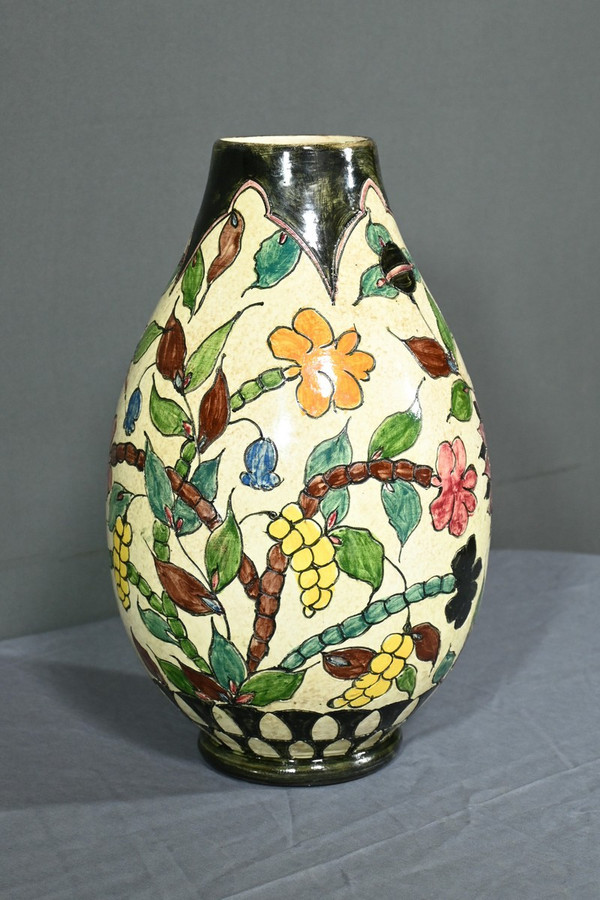 Polychrome Earthenware Vase, signed J.Massier, Vallauris – Early 20th Century