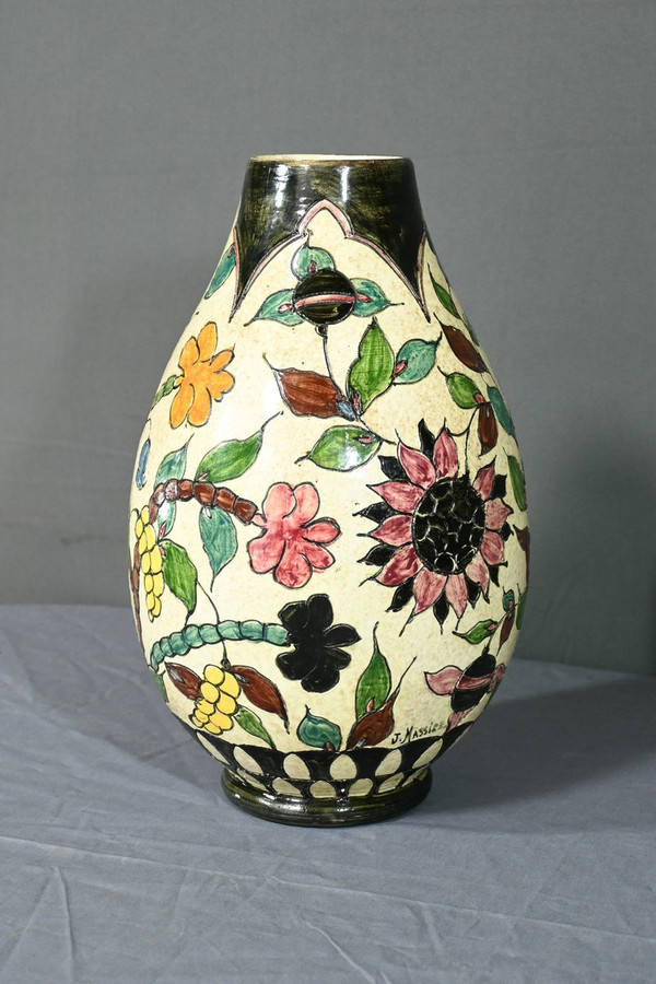 Polychrome Earthenware Vase, signed J.Massier, Vallauris – Early 20th Century