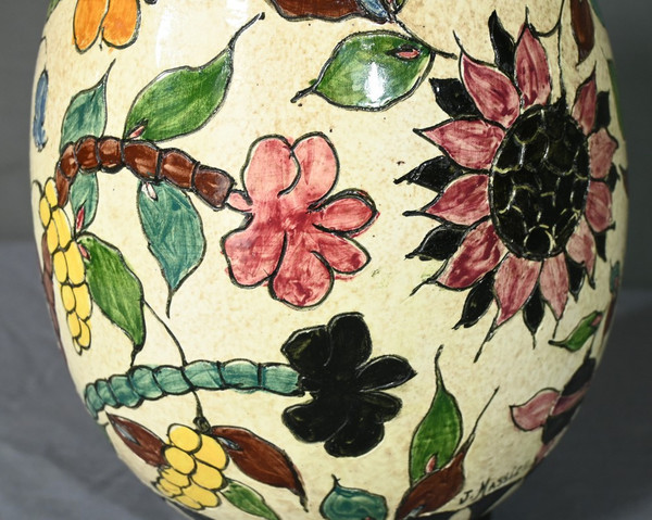 Polychrome Earthenware Vase, signed J.Massier, Vallauris – Early 20th Century