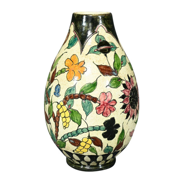 Polychrome Earthenware Vase, signed J.Massier, Vallauris – Early 20th Century