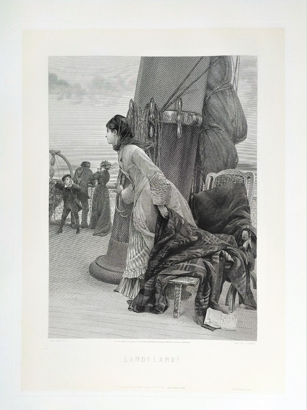 Etching Boat Marine After Bacon 19th C Engraving Old Print