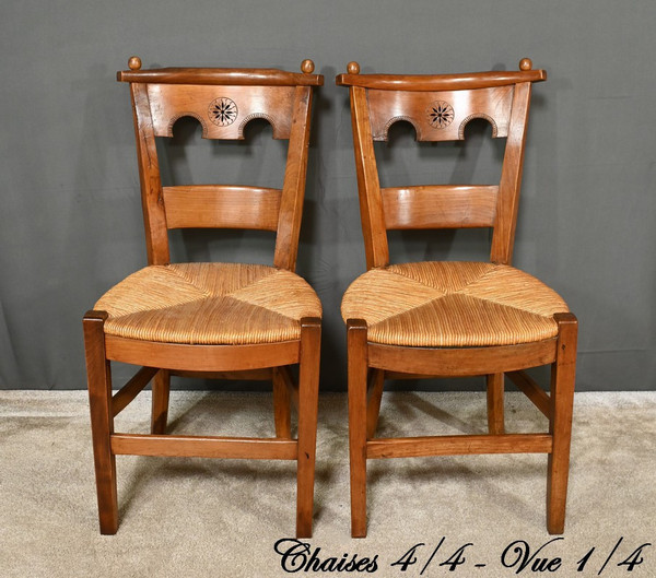 Suite von 4 Stühlen aus Kirschbaumholz, Epoche Directoire - Anfang XIX.