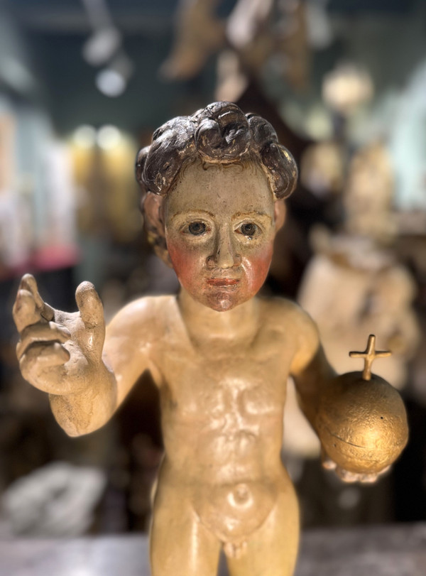 Salvator Mundi - Statua in legno - XVIIe