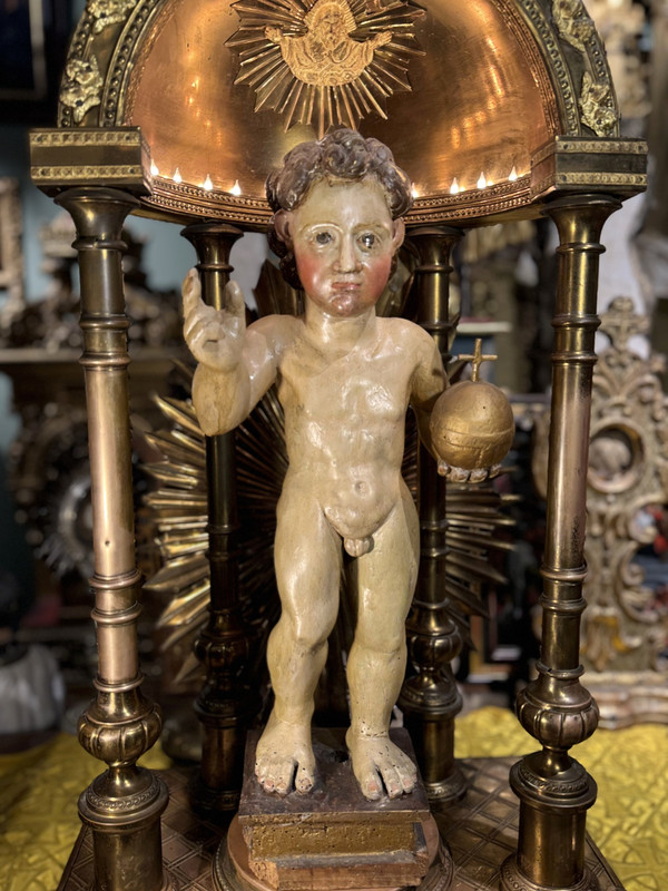 Salvator Mundi - Statua in legno - XVIIe
