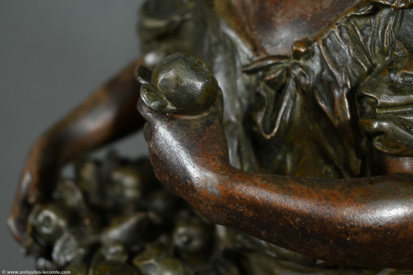 Regula and Marble clock, titled "Jardinier", signed A. Moreau - Late 19th century