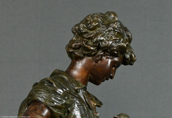 Regula and Marble clock, titled "Jardinier", signed A. Moreau - Late 19th century