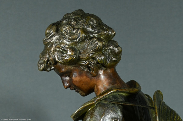 Regula and Marble clock, titled "Jardinier", signed A. Moreau - Late 19th century
