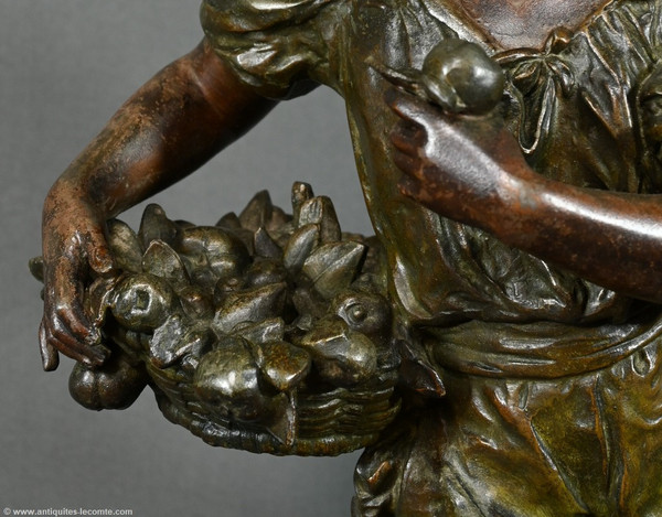 Regula and Marble clock, titled "Jardinier", signed A. Moreau - Late 19th century