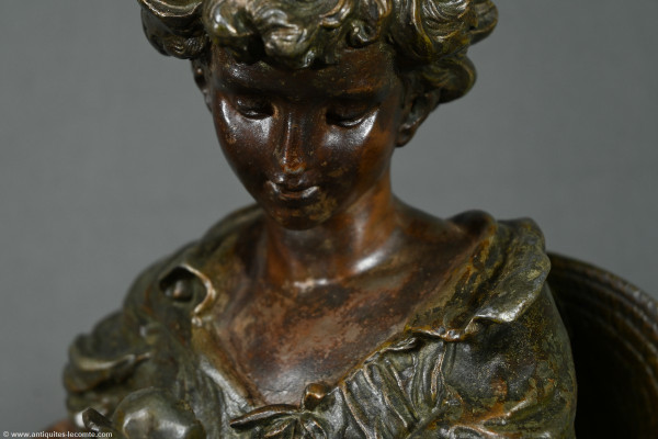 Regula and Marble clock, titled "Jardinier", signed A. Moreau - Late 19th century