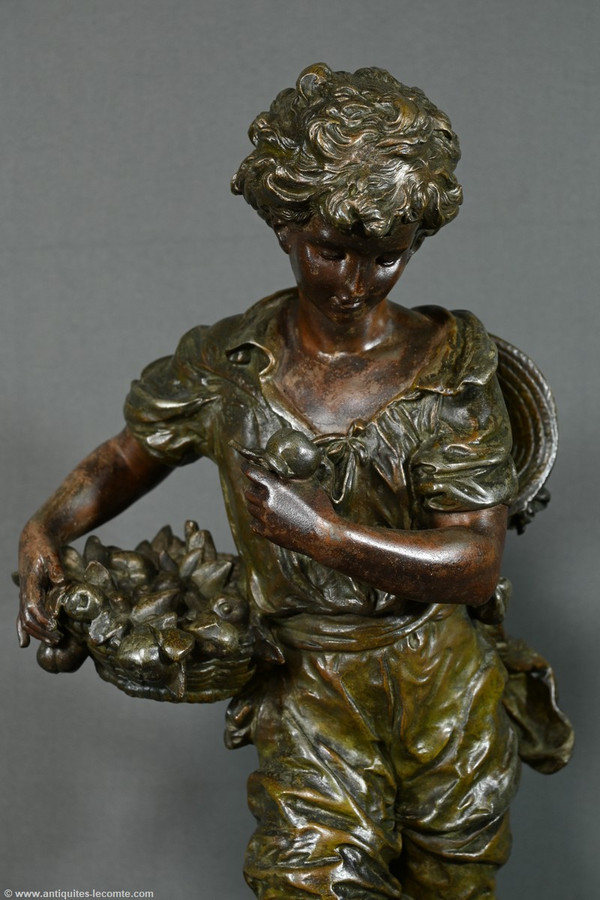 Regula and Marble clock, titled "Jardinier", signed A. Moreau - Late 19th century