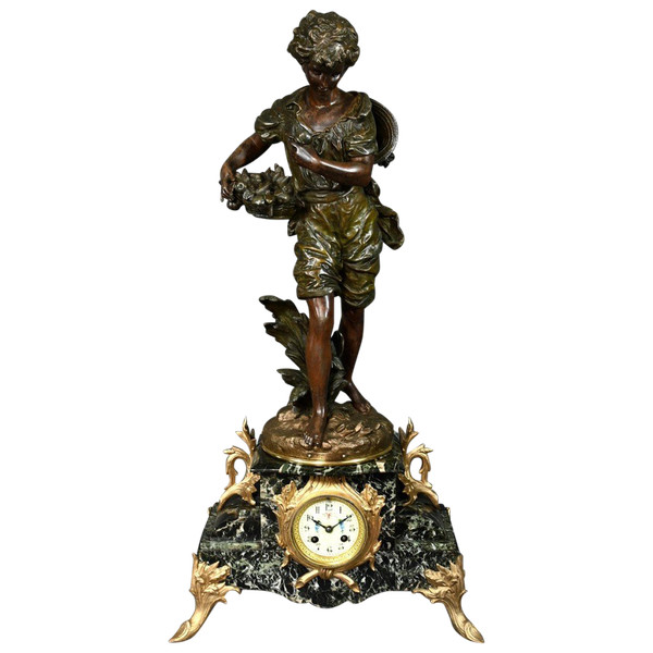 Regula and Marble clock, titled "Jardinier", signed A. Moreau - Late 19th century