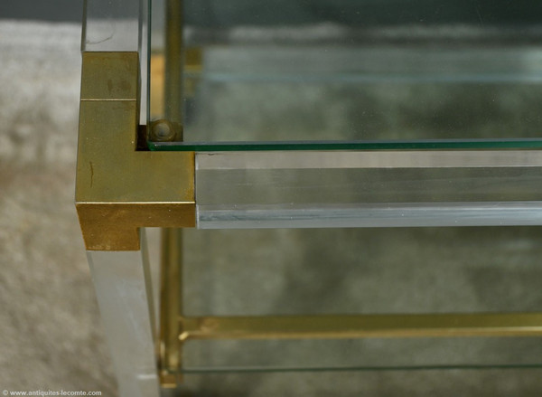 Rolling Service Table in Acrylic and Brass - 1960