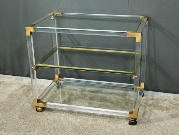 Rolling Service Table in Acrylic and Brass - 1960