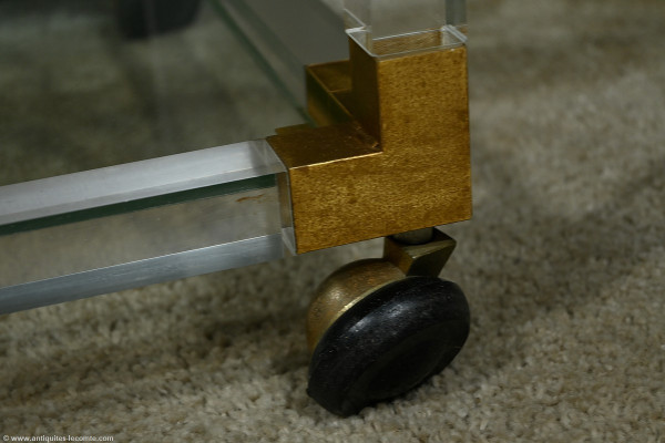 Rolling Service Table in Acrylic and Brass - 1960