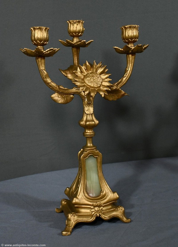 Paire de Candélabres en Régule Doré et Onyx – 1940