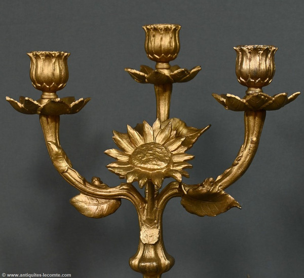 Paire de Candélabres en Régule Doré et Onyx – 1940