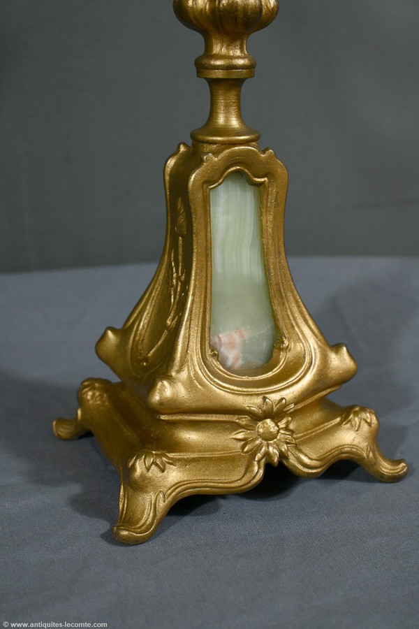 Paire de Candélabres en Régule Doré et Onyx – 1940