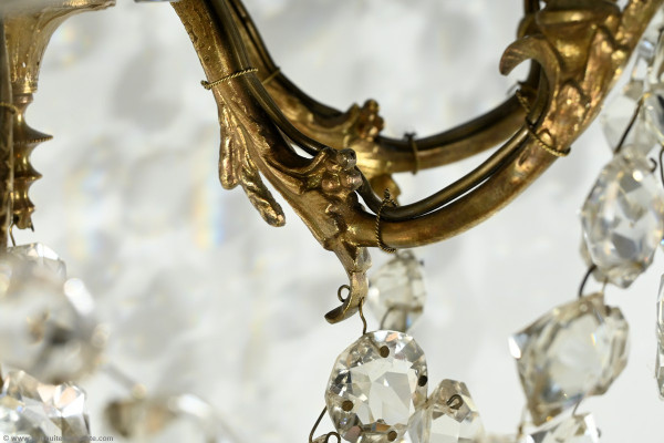 Appliques à Pampilles en Bronze et Cristal, style Louis XV – Fin XIXe