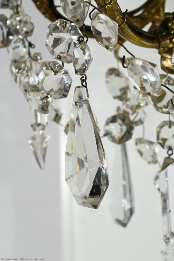 Appliques à Pampilles en Bronze et Cristal, style Louis XV – Fin XIXe