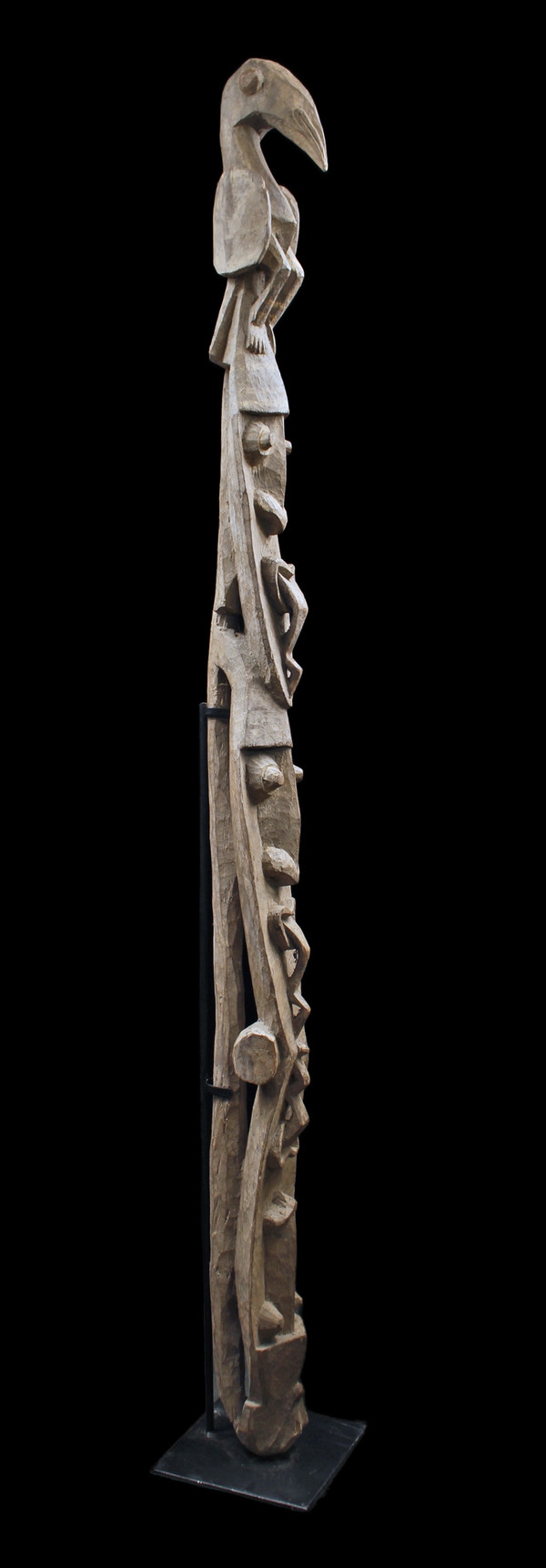 Totem rituel, poteau de case, art tribal, art océanien, sculpture, Papouasie Nouvelle Guinée