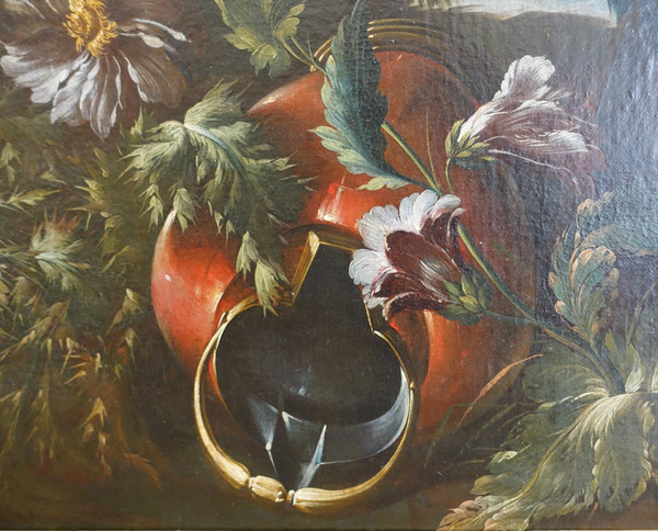 Holländische Schule des 17. Jahrhunderts, Papagei und Sittich, HST Mathias Whithoos zugeschrieben - 93,5cm x 109cm