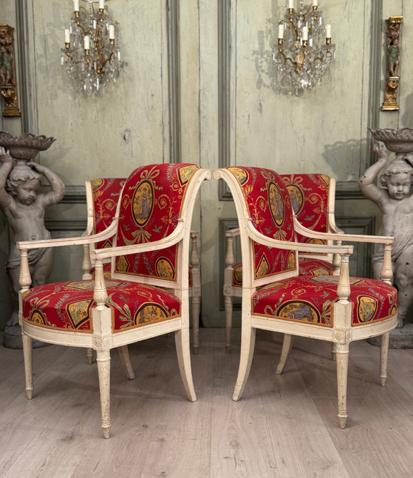 Georges JACOB, Mobilier De Salon En Bois Laqué d'Epoque Directoire Vers 1790