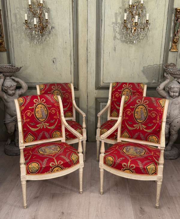 Georges JACOB, Mobilier De Salon En Bois Laqué d'Epoque Directoire Vers 1790