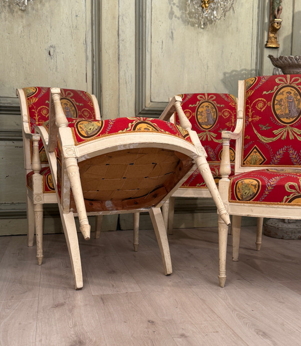 Georges JACOB, Mobilier De Salon En Bois Laqué d'Epoque Directoire Vers 1790