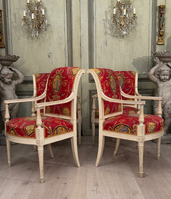 Georges JACOB, Mobilier De Salon En Bois Laqué d'Epoque Directoire Vers 1790