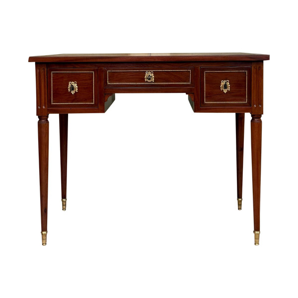 Leonard Boudin, Bureau Plat En Acajou d'Eoque Louis XVI Estampillé Vers 1780